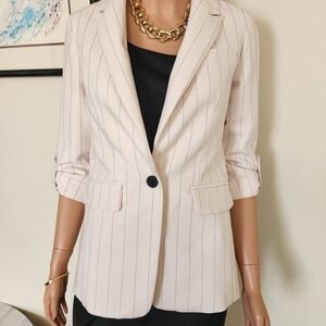 Maeve Beige Pinstripe Blazer